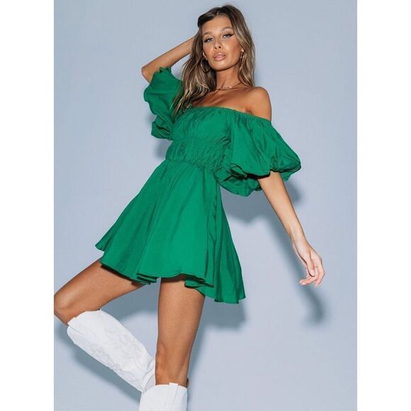 Princess Polly HALTON MINI DRESS GREEN size 2 - Picture 1 of 8